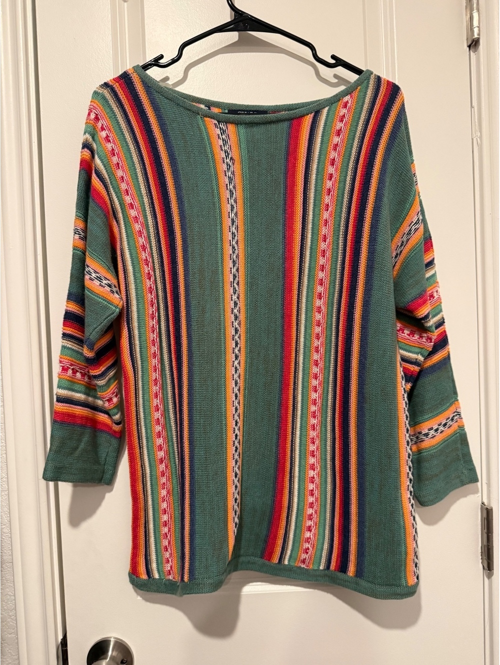 Vintage CHAPS Multicolor Vertical Stripe Knit Sweater with Wide Neckline
